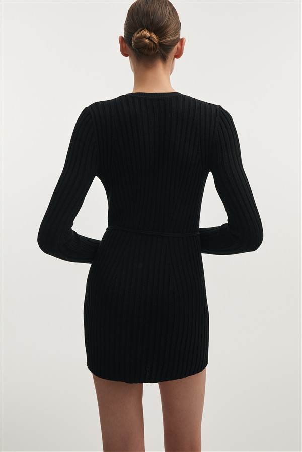 NR FEMME KNITTED MINI DRESS BLACK